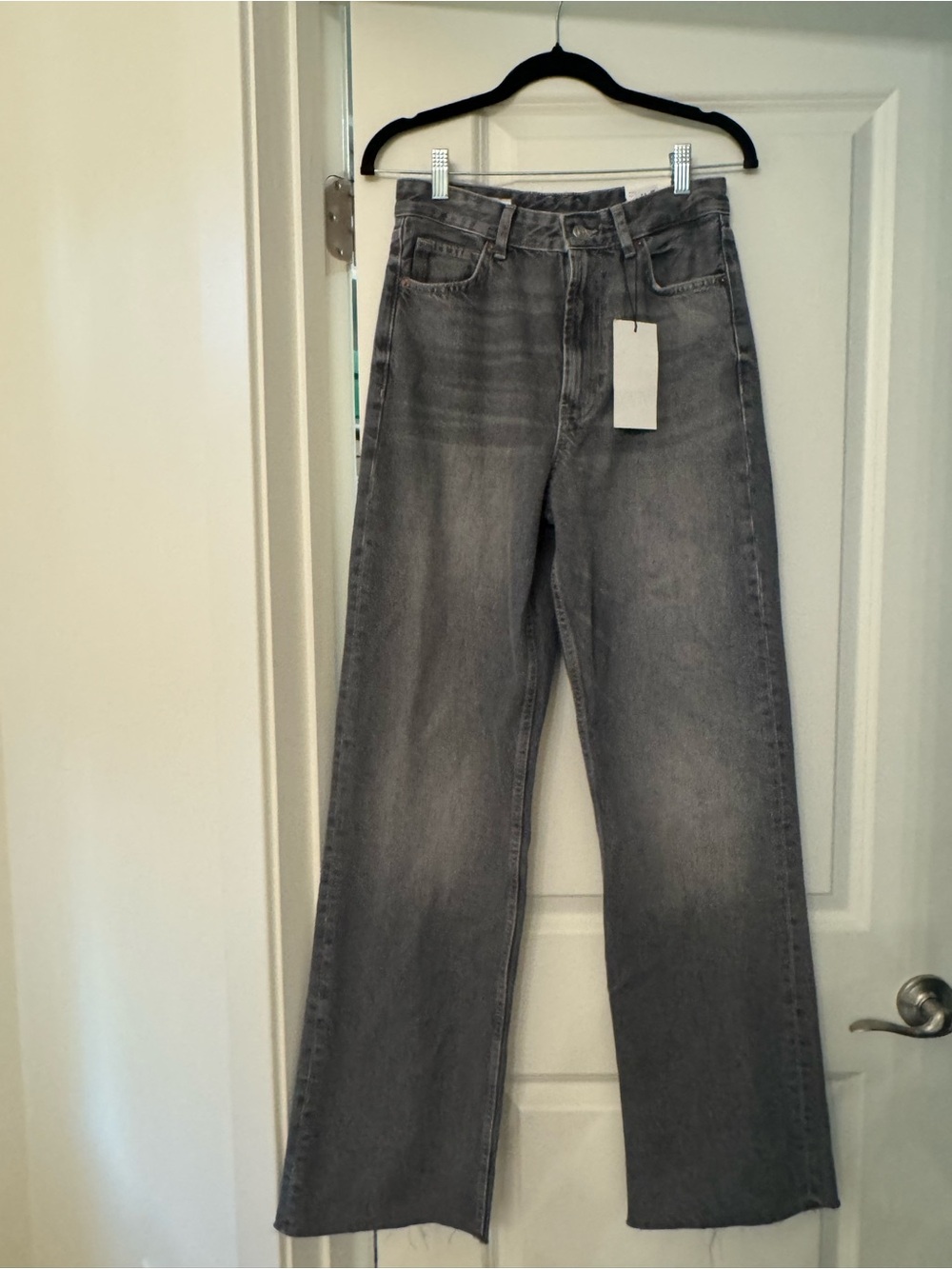 Zara Gray High-Rise Wide-Leg Jeans NWT